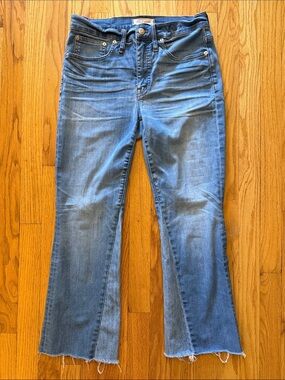 Madewell sz 27 Cali Demi Boot Mid-Blue High-Rise Flare Jeans 24.5” inseam